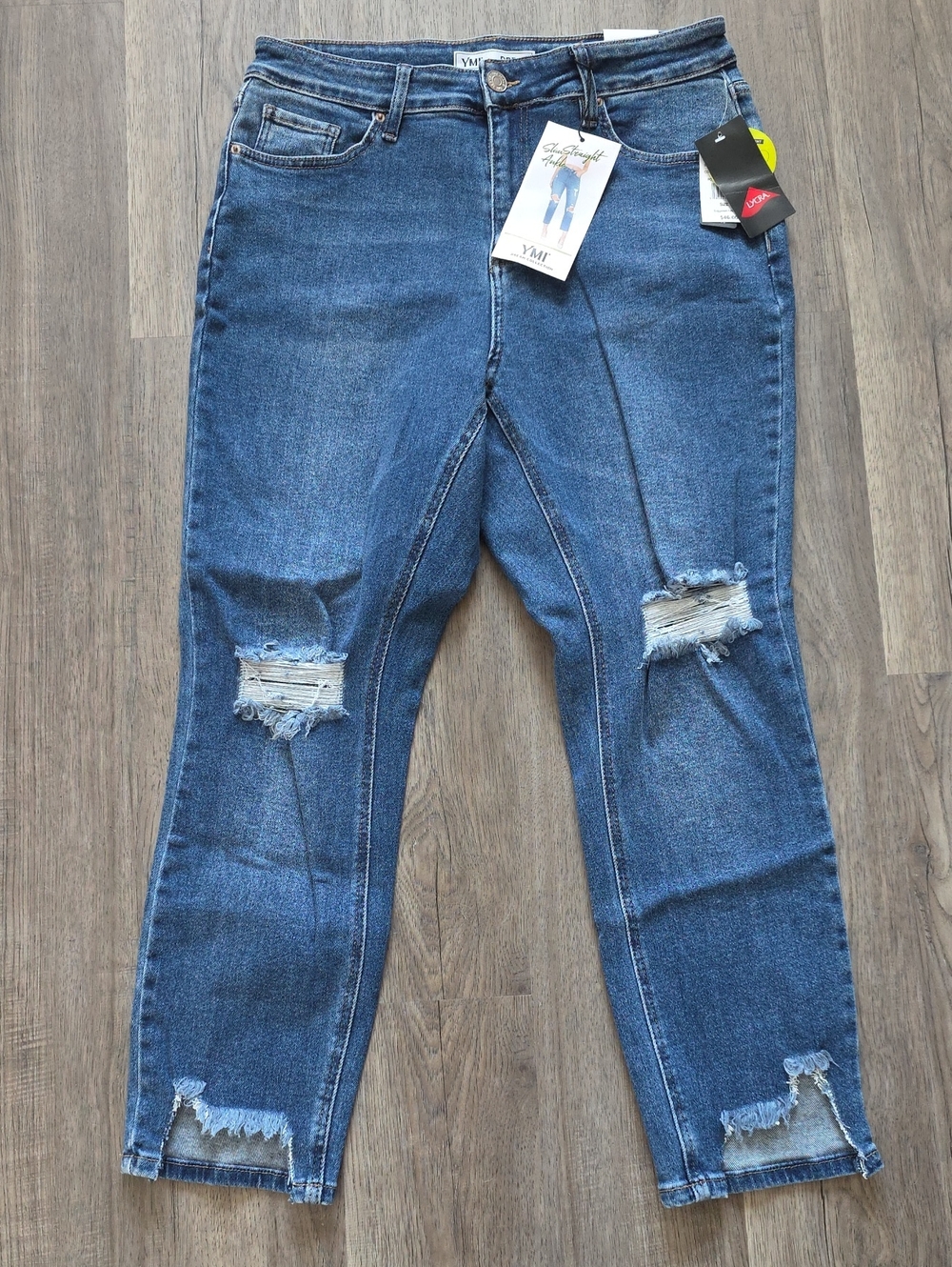 YMI Women's Distressed Medium Blue Jeans 16